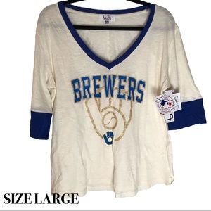 Milwaukee Brewer Baseball Shirt With Glitter Logo